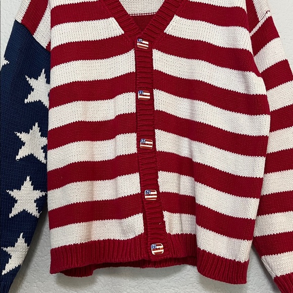 Vintage Storybook Knits Patriotic Cardigan Sweater - Picture 4 of 14